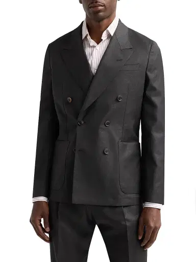 Paul Smith Men's Peak Lapel Wool Double-Breasted Blazer - Dark Brown - Size 44 | Thumbnail 4 Paul Smith Men's Peak Lapel Wool Double-Breasted Blazer - Dark Brown - Size 44 | Thumbnail 4