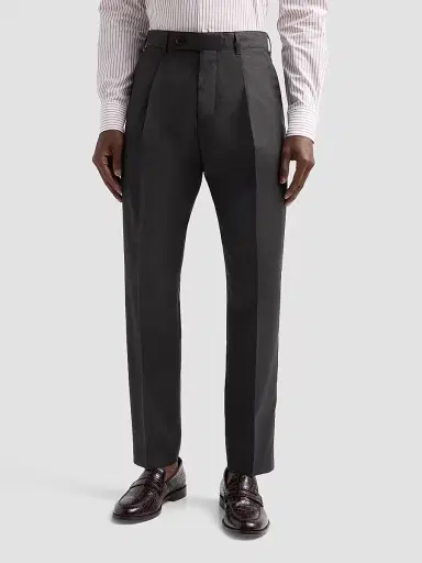 Paul Smith Men's Crease-Front Wool Trousers - Dark Brown | Thumbnail 4 Paul Smith Men's Crease-Front Wool Trousers - Dark Brown | Thumbnail 4