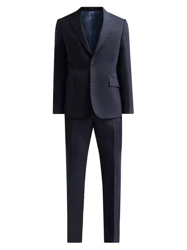 Men's Gents Tailored 2-Button Linen Suit - Very Dark Navy