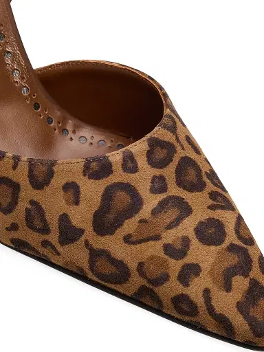 Manolo Blahnik Women's Taylerbinu 90MM Leopard-Print Suede D'Orsay Pumps - Brown Black - Size 12 | Thumbnail 4