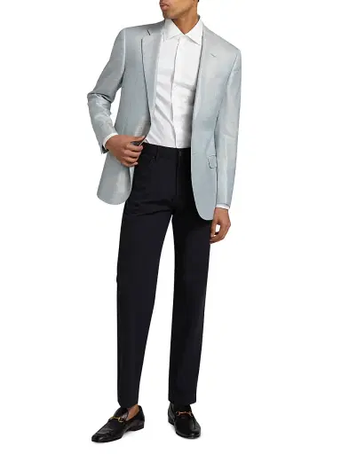 Giorgio Armani Men's Cotton Long-Sleeve Dress Shirt - White | Thumbnail 2