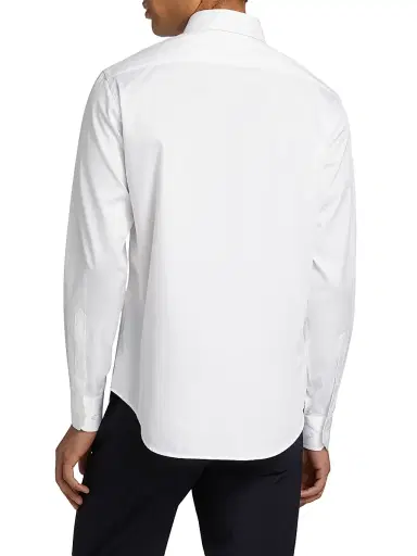 Giorgio Armani Men's Cotton Long-Sleeve Dress Shirt - White | Thumbnail 5