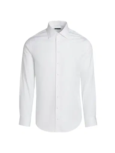 Giorgio Armani Men's Cotton Long-Sleeve Dress Shirt - White | Thumbnail 1