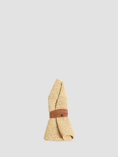 Valentino Garavani Women's VLogo Signature Foldable Straw Bucket Hat - Natural Saddle Brown - Size Large | Thumbnail 4