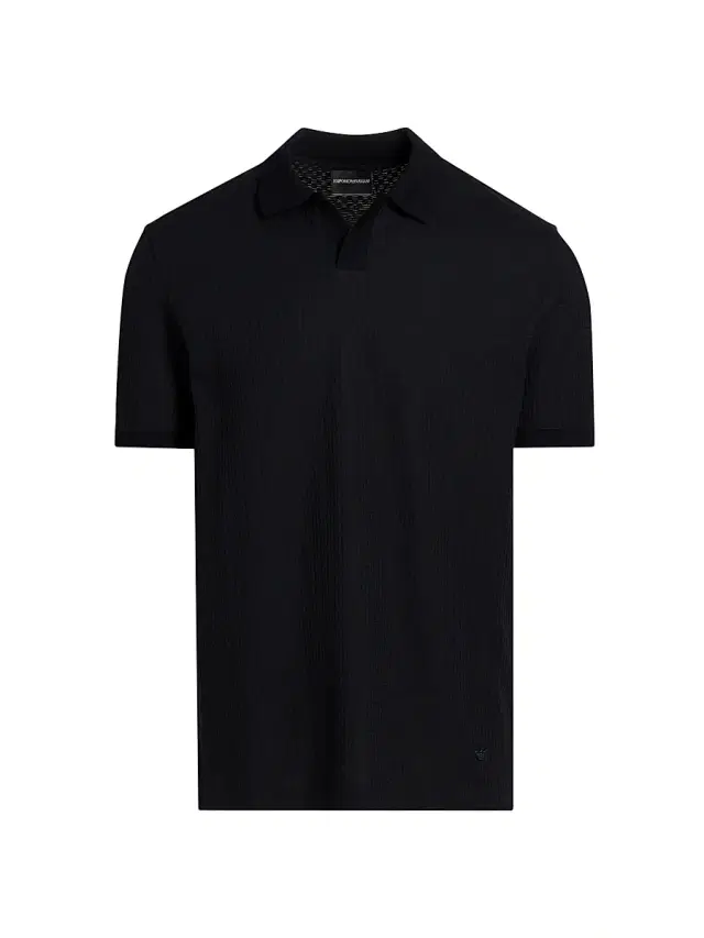 Men's Chain Stitch Cotton Polo Shirt - Fancy Blue
