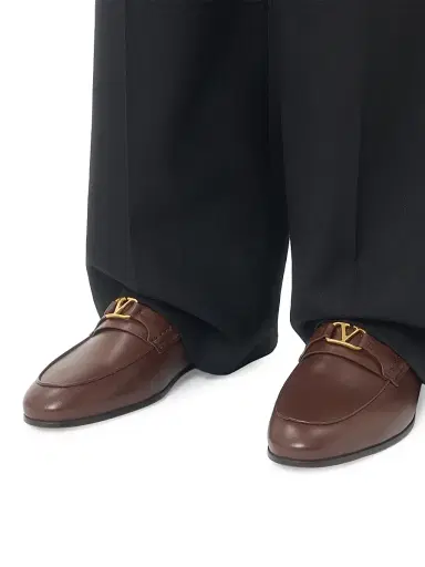 Valentino Garavani Men's VLogo Signature Nappa Leather Loafers - Brown - Size 7.5 | Thumbnail 7