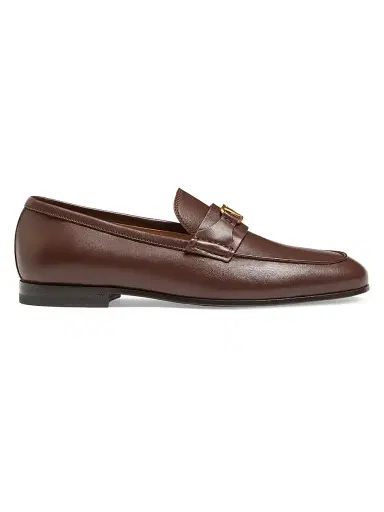Valentino Garavani Men's VLogo Signature Nappa Leather Loafers - Brown - Size 7.5 | Thumbnail 1