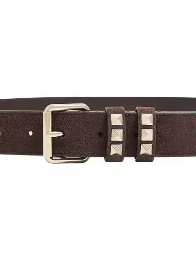 Valentino Garavani Women's Rockstud Suede Belt, 30MM - Ebony - Size Large | Thumbnail 3