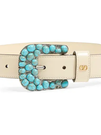 Valentino Garavani Women's VLogo Signature Brushed Calfskin Belt 30 MM - Butter - Size Large | Thumbnail 3 Valentino Garavani Women's VLogo Signature Brushed Calfskin Belt 30 MM - Butter - Size Large | Thumbnail 3