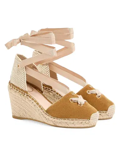 Valentino Garavani Women's Resort 75MM Wedges in Split Leather - Havana Beige - Size 11 | Thumbnail 2