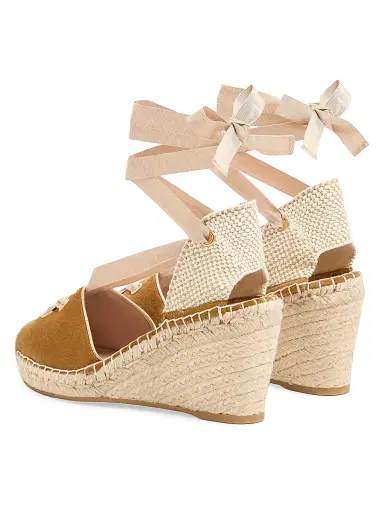 Valentino Garavani Women's Resort 75MM Wedges in Split Leather - Havana Beige - Size 11 | Thumbnail 3