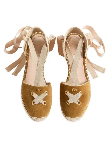 Valentino Garavani Women's Resort 75MM Wedges in Split Leather - Havana Beige - Size 11 | Thumbnail 4