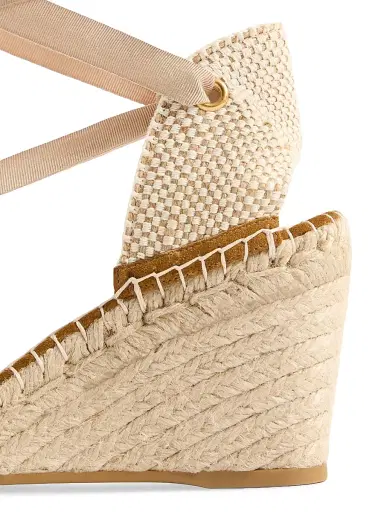 Valentino Garavani Women's Resort 75MM Wedges in Split Leather - Havana Beige - Size 11 | Thumbnail 6