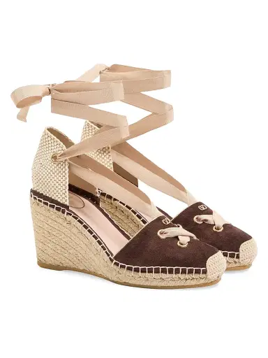 Valentino Garavani Women's Resort 75MM Wedges in Split Leather - Ebony | Thumbnail 2