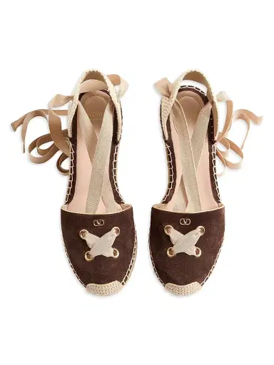 Valentino Garavani Women's Resort 75MM Wedges in Split Leather - Ebony | Thumbnail 4