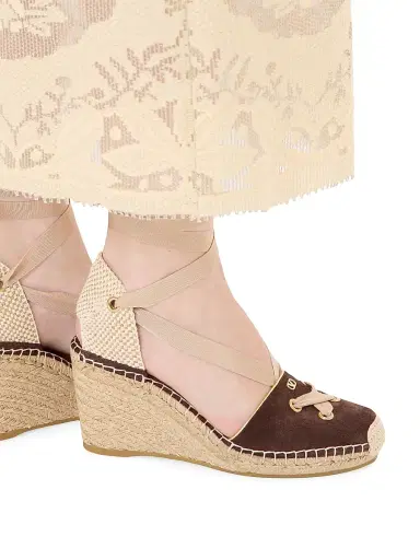 Valentino Garavani Women's Resort 75MM Wedges in Split Leather - Ebony | Thumbnail 7