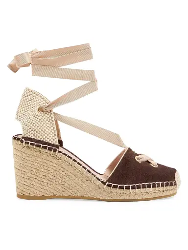 Valentino Garavani Women's Resort 75MM Wedges in Split Leather - Ebony | Thumbnail 1