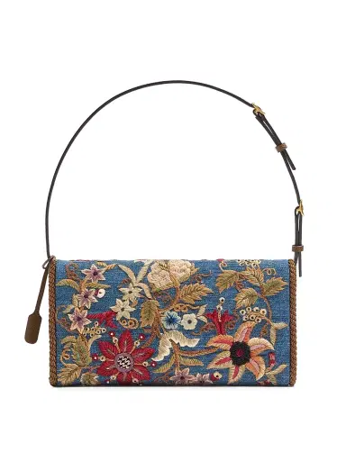 Valentino Garavani Women's Devain Embroidered Denim Shoulder Bag - Denim Multicolor | Thumbnail 4