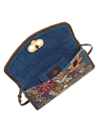 Valentino Garavani Women's Devain Embroidered Denim Shoulder Bag - Denim Multicolor | Thumbnail 5