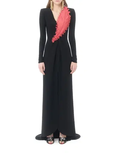 Valentino Garavani Women's Embroidered Cady Couture Gown - Black Fuchsia - Size 2 | Thumbnail 2 Valentino Garavani Women's Embroidered Cady Couture Gown - Black Fuchsia - Size 2 | Thumbnail 2