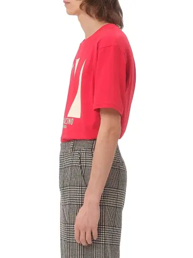 Valentino Garavani Men's Cotton T-Shirt with Chez Print - Red | Thumbnail 4