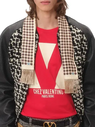 Valentino Garavani Men's Cotton T-Shirt with Chez Print - Red | Thumbnail 7