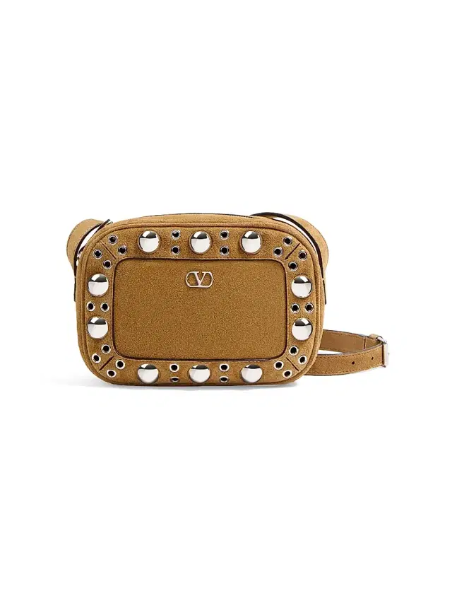 Valentino Garavani Men's Nellcôte Suede Shoulder Bag - Havana Beige