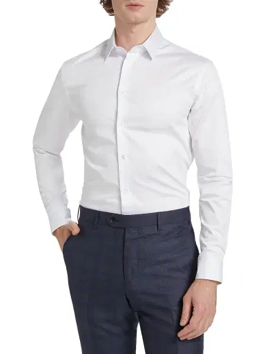 Giorgio Armani Men's Cotton Button-Front Shirt - White - Size 18.5 | Thumbnail 3