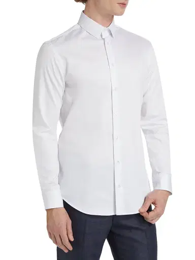 Giorgio Armani Men's Cotton Button-Front Shirt - White - Size 18.5 | Thumbnail 4