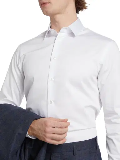 Giorgio Armani Men's Cotton Button-Front Shirt - White - Size 18.5 | Thumbnail 6