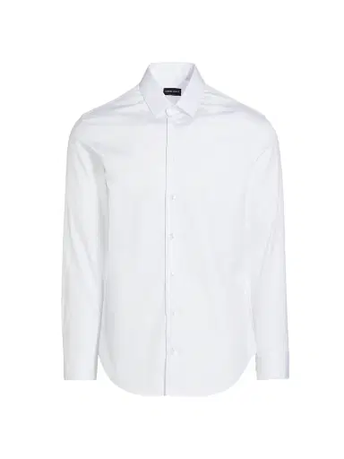 Giorgio Armani Men's Cotton Button-Front Shirt - White - Size 18.5 | Thumbnail 1