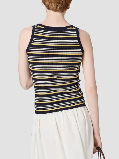 Miu Miu Women's Cotton Tank Top - Blue - Size 8 | Thumbnail 3
