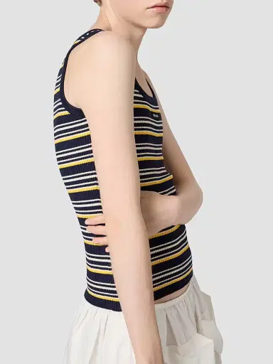 Miu Miu Women's Cotton Tank Top - Blue - Size 8 | Thumbnail 4