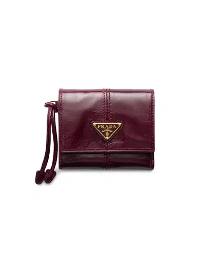 Prada Women's Small Leather Wallet - Dark Red | Thumbnail 1 Prada Women's Small Leather Wallet - Dark Red | Thumbnail 1