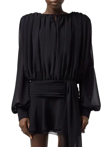 GIUSEPPE DI MORABITO Women's Act II: The Fall Of Icarus Silk Blouson Minidress - Black - Size 8 | Thumbnail 4 GIUSEPPE DI MORABITO Women's Act II: The Fall Of Icarus Silk Blouson Minidress - Black - Size 8 | Thumbnail 4