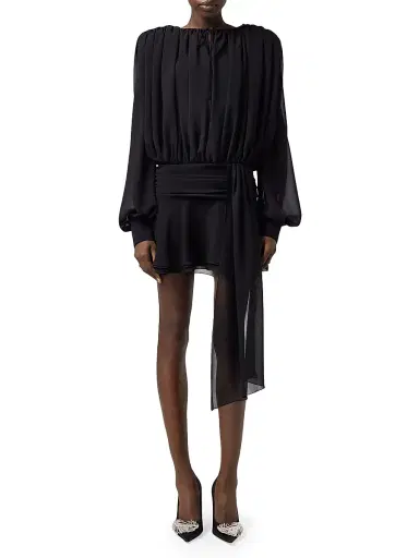 GIUSEPPE DI MORABITO Women's Act II: The Fall Of Icarus Silk Blouson Minidress - Black - Size 8 | Thumbnail 1 GIUSEPPE DI MORABITO Women's Act II: The Fall Of Icarus Silk Blouson Minidress - Black - Size 8 | Thumbnail 1
