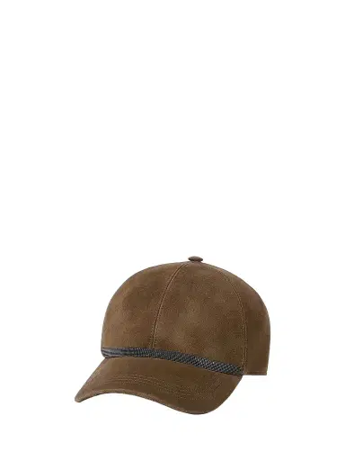 Brunello Cucinelli Women's Suede Baseball Cap with Shiny Band - Green | Thumbnail 1