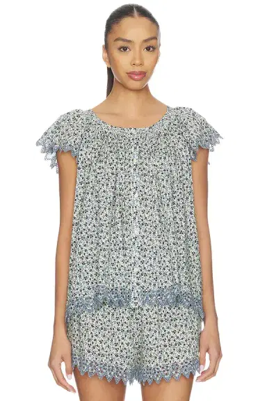 The Great. The Flutter Sleeve Eyelet Top | Thumbnail 5