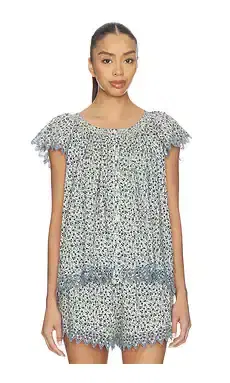 The Great. The Flutter Sleeve Eyelet Top | Thumbnail 1
