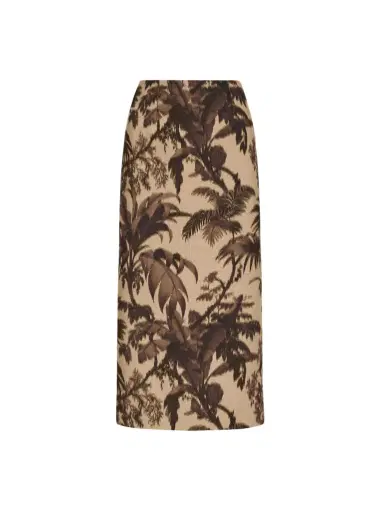 Oscar de la Renta Chiné Palm Leaves Pencil Skirt | Thumbnail 1 Oscar de la Renta Chiné Palm Leaves Pencil Skirt | Thumbnail 1