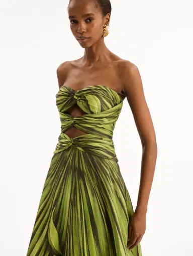 Oscar de la Renta Palm Leaves Silk Twill Cocktail Dress | Thumbnail 4 Oscar de la Renta Palm Leaves Silk Twill Cocktail Dress | Thumbnail 4
