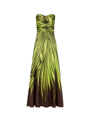 Oscar de la Renta Palm Leaves Silk Twill Cocktail Dress | Thumbnail 1 Oscar de la Renta Palm Leaves Silk Twill Cocktail Dress | Thumbnail 1