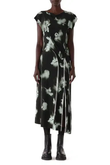 Jason Wu Collection BLURRED FLORAL DRAPED JERSEY DRESS | Thumbnail 4 Jason Wu Collection BLURRED FLORAL DRAPED JERSEY DRESS | Thumbnail 4