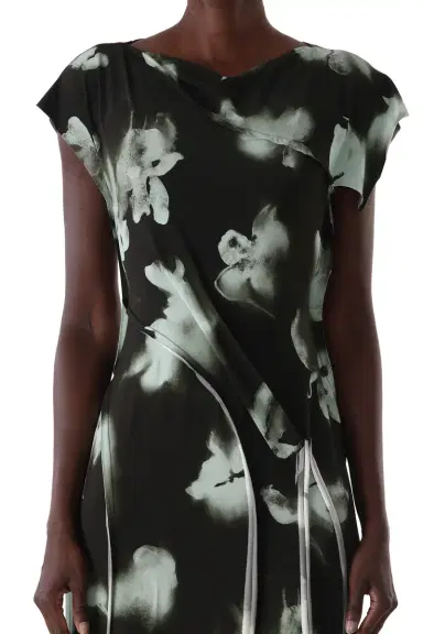 Jason Wu Collection BLURRED FLORAL DRAPED JERSEY DRESS | Thumbnail 7 Jason Wu Collection BLURRED FLORAL DRAPED JERSEY DRESS | Thumbnail 7