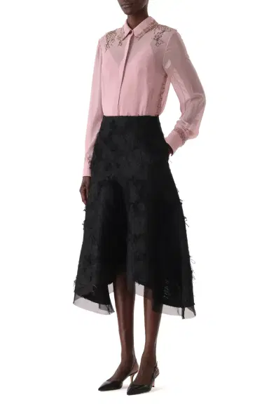 Jason Wu Collection CREPE CHIFFON BUTTON-UP SHIRT WITH LACE | Thumbnail 5 Jason Wu Collection CREPE CHIFFON BUTTON-UP SHIRT WITH LACE | Thumbnail 5