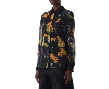 Jason Wu Collection SHADOW FLORAL CREPE CHIFFON BUTTON-UP SHIRT | Thumbnail 5 Jason Wu Collection SHADOW FLORAL CREPE CHIFFON BUTTON-UP SHIRT | Thumbnail 5