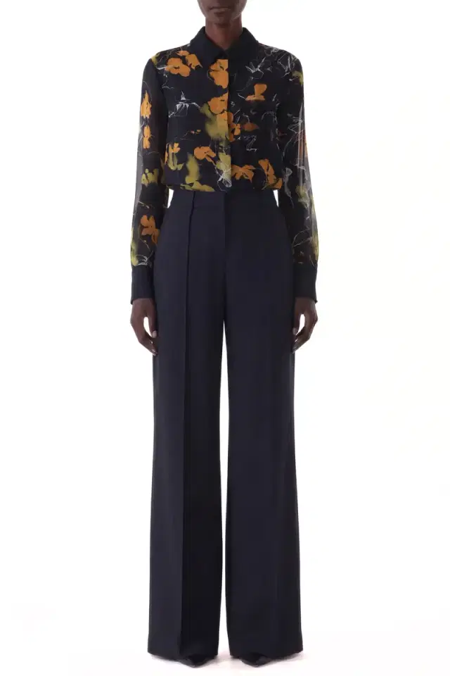 Jason Wu Collection SHADOW FLORAL CREPE CHIFFON BUTTON-UP SHIRT