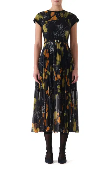 Jason Wu Collection SHADOW FLORAL CREPE CHIFFON PLEATED MIDI DRESS | Thumbnail 3 Jason Wu Collection SHADOW FLORAL CREPE CHIFFON PLEATED MIDI DRESS | Thumbnail 3