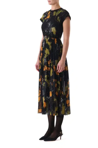 Jason Wu Collection SHADOW FLORAL CREPE CHIFFON PLEATED MIDI DRESS | Thumbnail 4 Jason Wu Collection SHADOW FLORAL CREPE CHIFFON PLEATED MIDI DRESS | Thumbnail 4