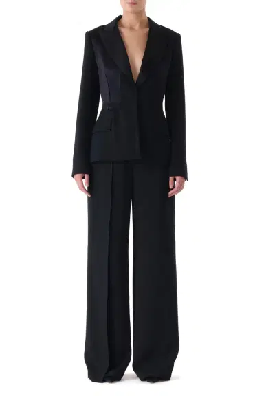 Jason Wu Collection SINGLE BREASTED CADY JACKET WITH WASHED TWILL DETAIL | Thumbnail 2 Jason Wu Collection SINGLE BREASTED CADY JACKET WITH WASHED TWILL DETAIL | Thumbnail 2